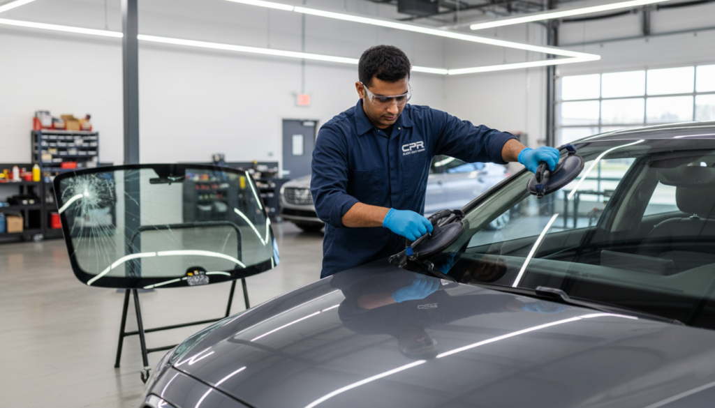 Technician performing windshield installation – CPR Auto Glass Repair